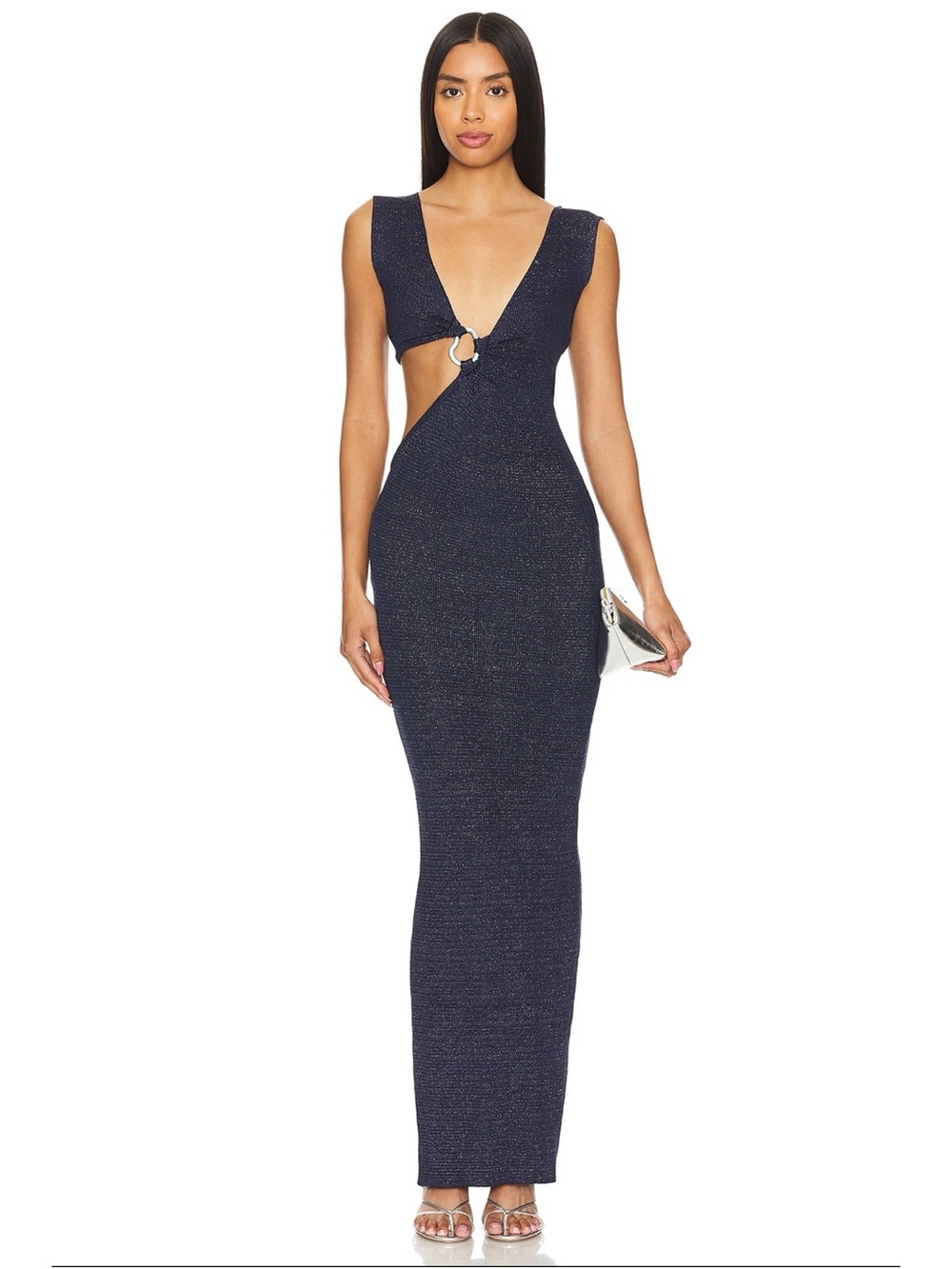 Baobab Brigitte Cut-Out Maxi Dress Shimmer Noche Navy Medium